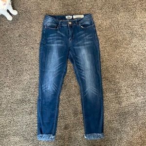 Cute Indigo Rein jeans with ankle fringe
